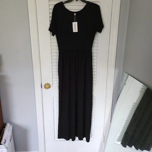 AUSELILY Maxi Dress - short sleeves - sinched at waist